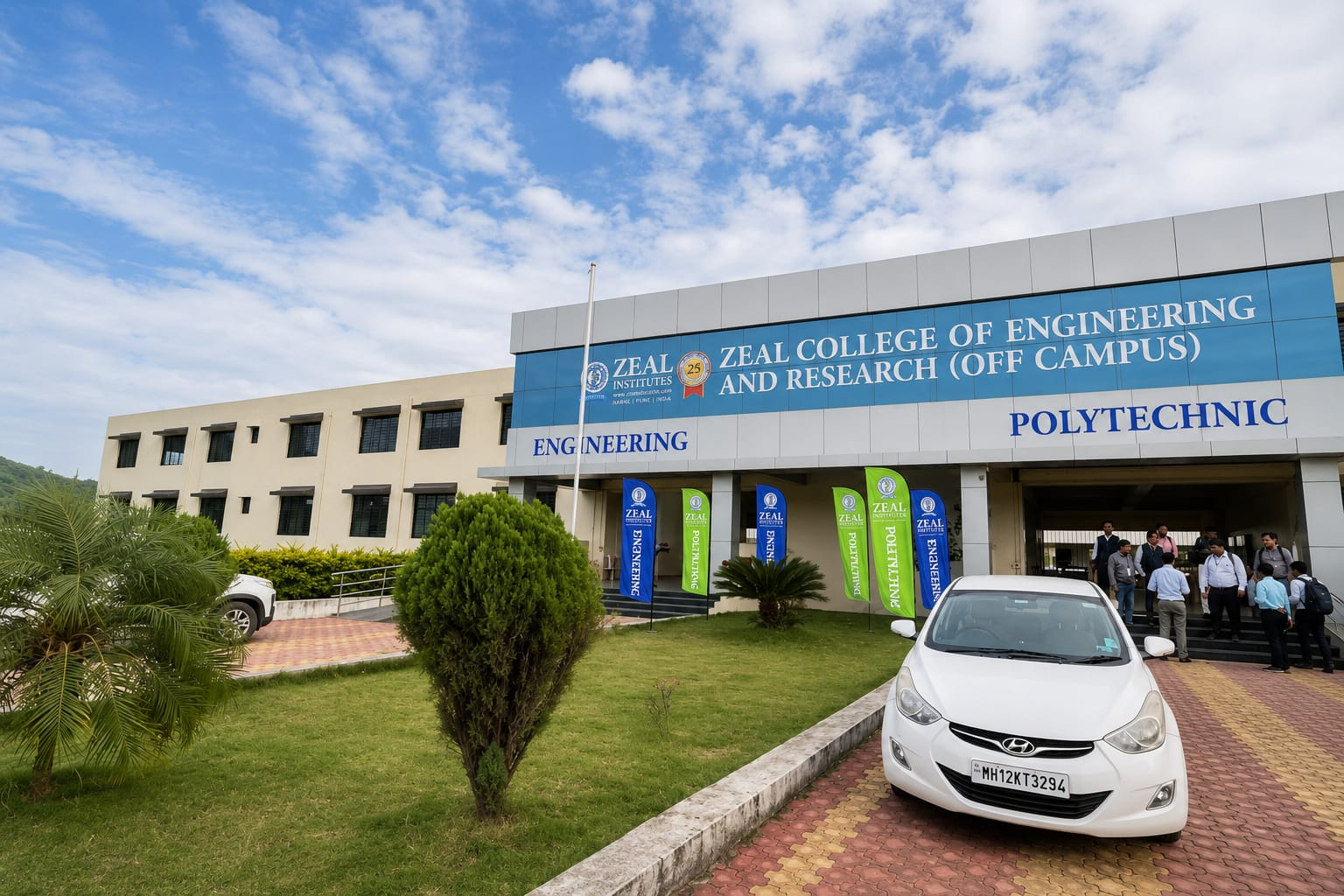 Students learning on campus